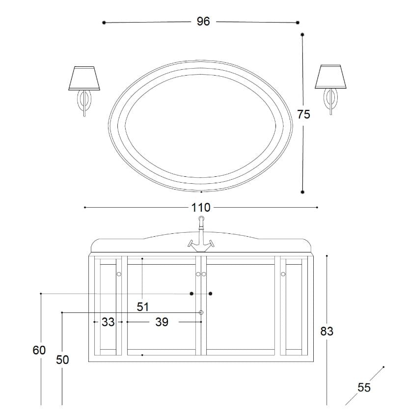 Подвесной умывальник с дверцами Gaia Mobili Classic ARCH-00102728 - Вид №2