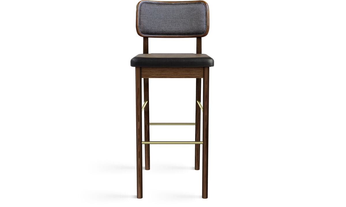 Высокий деревянный табурет со встроенной подушкой и плетеной спинкой RED EDITION плетеная ARCH-00035114 - Вид №22