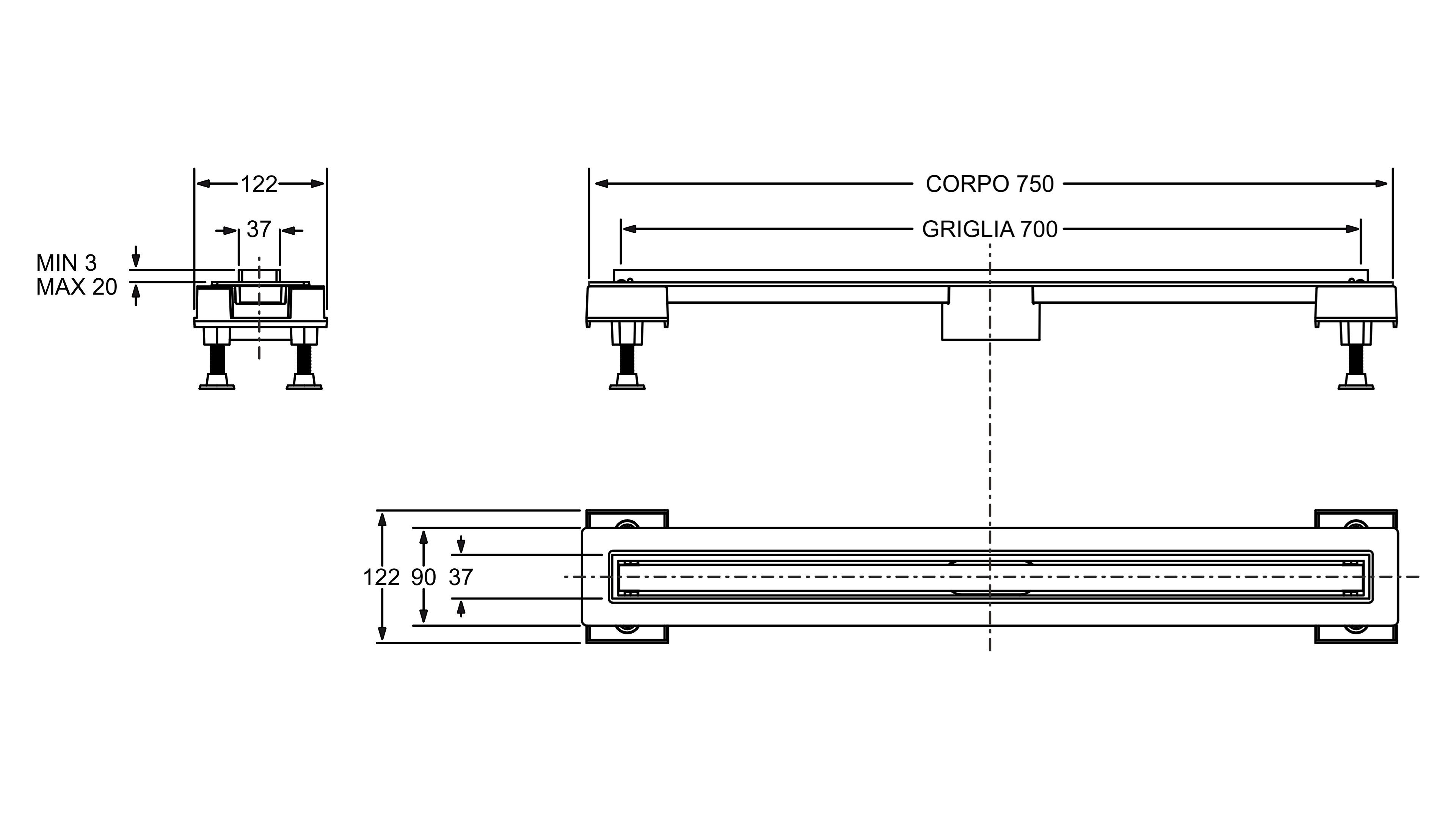 Слив для душа из нержавеющей стали Bonomini Canalissima ARCH-00103274 - Вид №2
