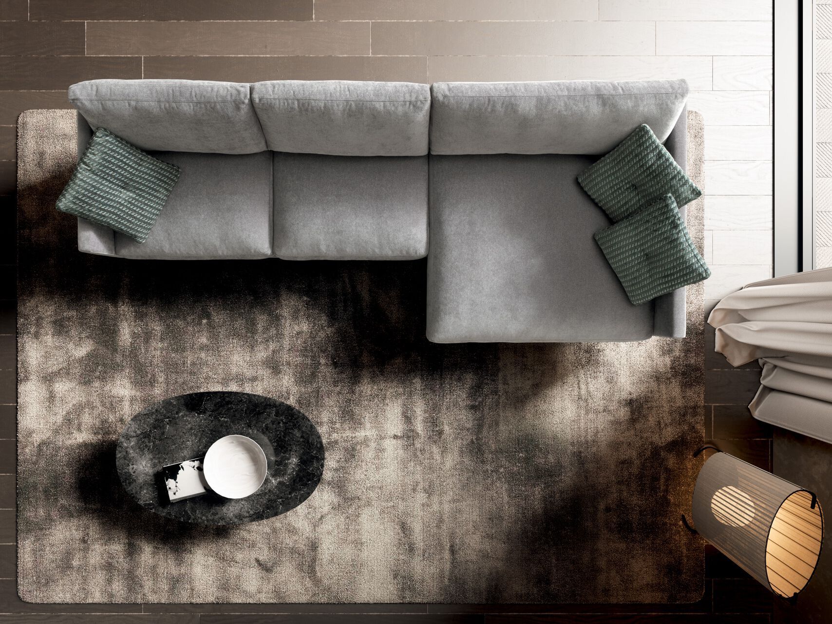 Секционный тканевый диван с полуостровом VALENTINI Slim New ARCH-00136564 - Вид №1