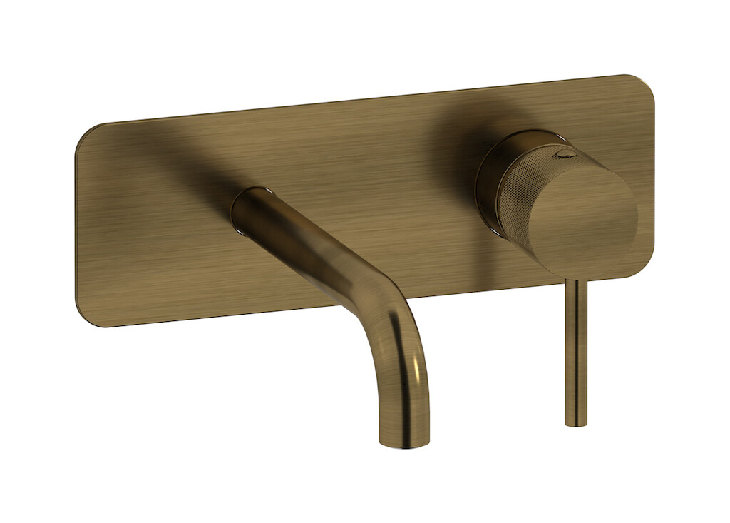 Встроенный в стену смеситель для раковины на 2 отверстия в комплекте с донным клапаном. WE ARE IB id206mb Modern Bronze Industria