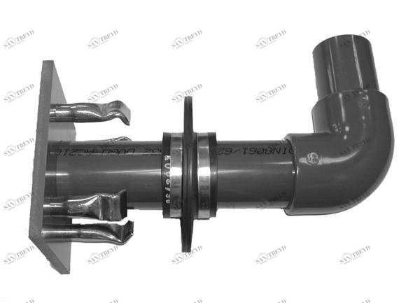 SANIT 122447020020 Стенка втулка PVC-U оцинкованный с 90 ° изгибом, одной боковой фланец, втулка сталь дюбель 