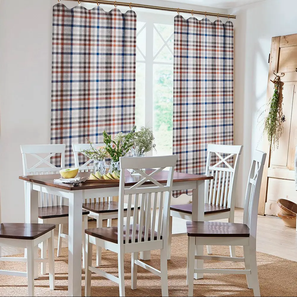 Штора на ленте для кухни Тартан 145x180 см клетка цвет серый LINEN WAY STLM-2115375 - Вид №3