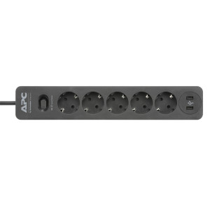 PME5U2B-GR APC Essential SurgeArrest 5 Outlet 2 USB Ports Black 230V Germany Schneider Electric
