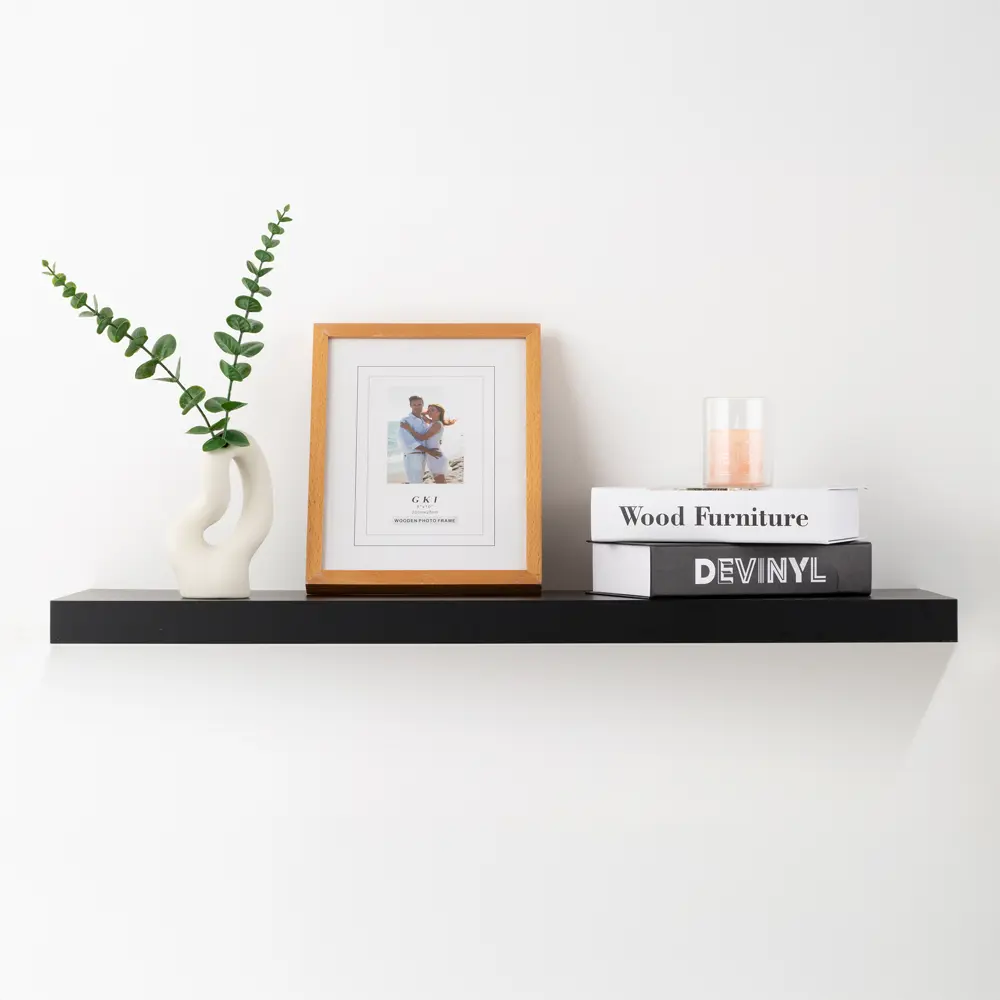 Настенная полка KONSENSA 80x23.5 см со скрытым креплением МДФ цвет черный STLM-2080671 - Вид №7