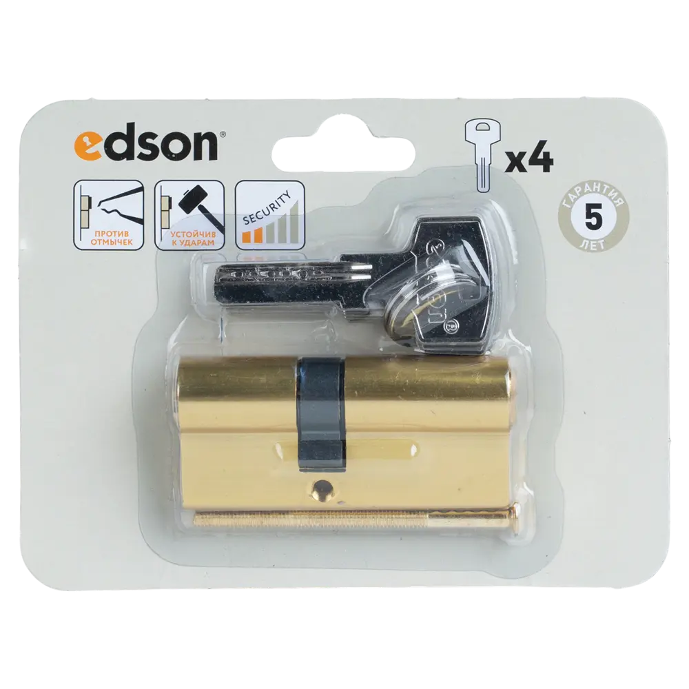 Цилиндр EDS-CYL 30x40 мм ключ/ключ цвет латунь EDSON STLM-2025196 - Вид №4
