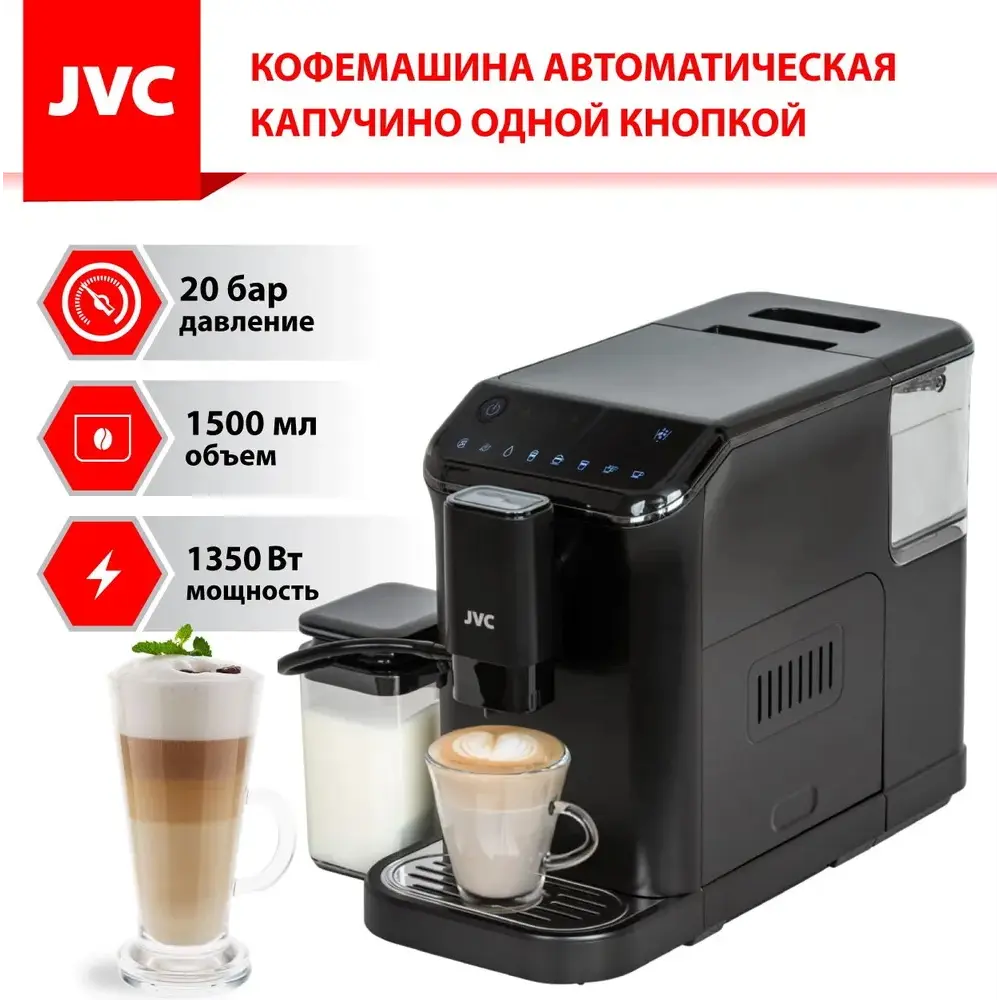 Рожковая кофеварка Jvc 24x37x51 см цвет черный