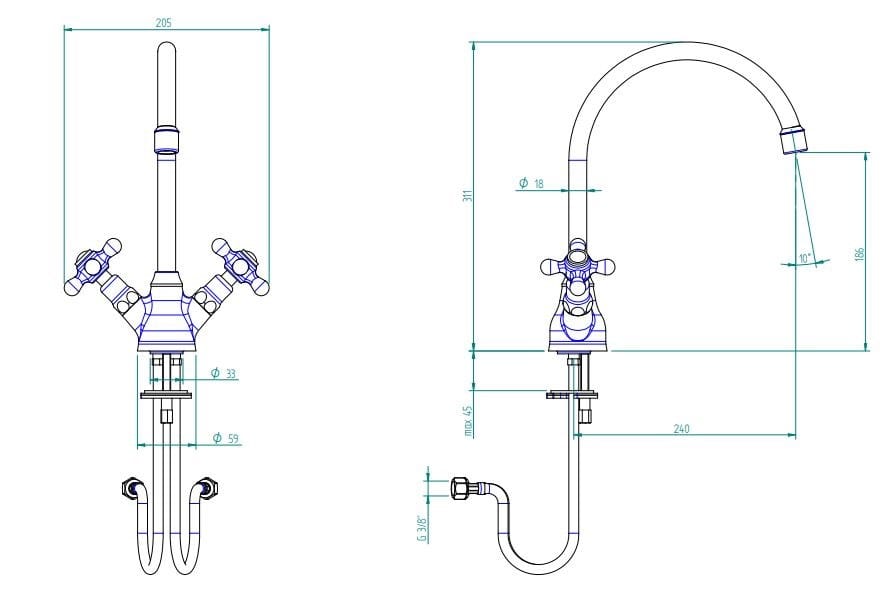 Смеситель для раковины в классическом стиле Zazzeri 800 ARCH-00006585 - Вид №2