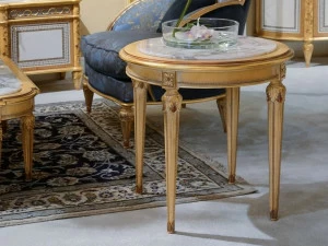 Bellotti Ezio Круглый деревянный журнальный столик с мраморной столешницей 4970 4974