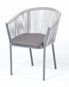 MAR-CH-001 H-grey "Марсель" плетеный стул из синтетических лент, цвет светло-серый 4SIS