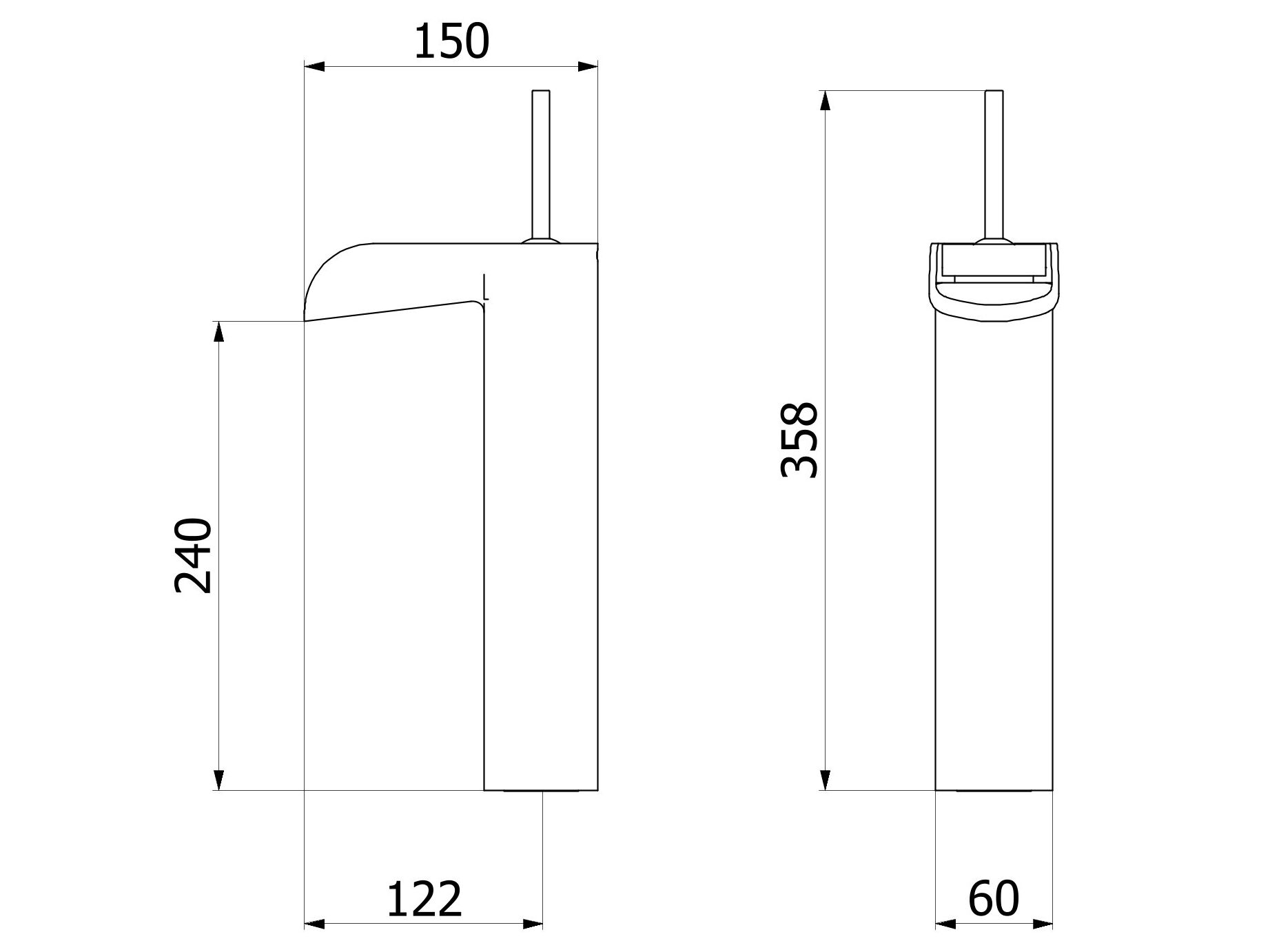 Смеситель для раковины с высоким водопадом с автоматическим сливом IB Love me ARCH-00034709 - Вид №2