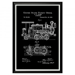 896521309_1818 Арт-постер «Патент на локомотивный вагон, 1886» Object Desire