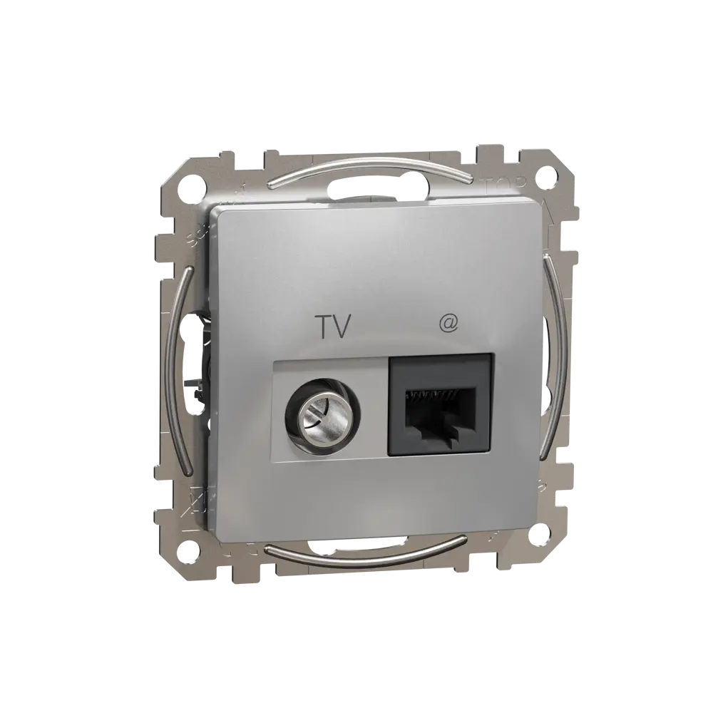 Розетка телевизионная/компьютерная встраиваемая Systeme Electric Sedna Design, цвет алюминий STLM-2058583 - Вид №1