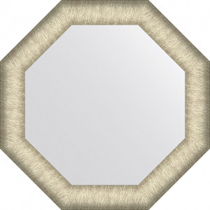 BY 7421 Зеркало в багетной раме - брашированное серебро 59 mm EVOFORM Octagon