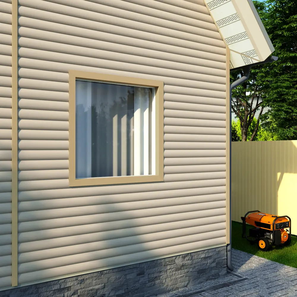 Сайдинг ПВХ блок-хаус 2700х230 мм бежевый, 0.62 м2 FINEBER STLM-2056590 - Вид №3