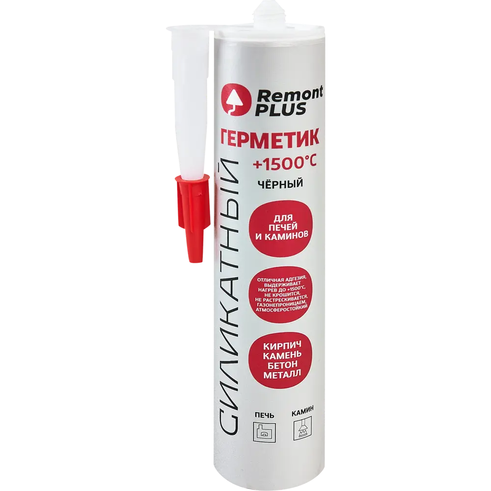 Герметик силикатный Remont PLUS для печей и каминов черный 260 мл STLM-2002839