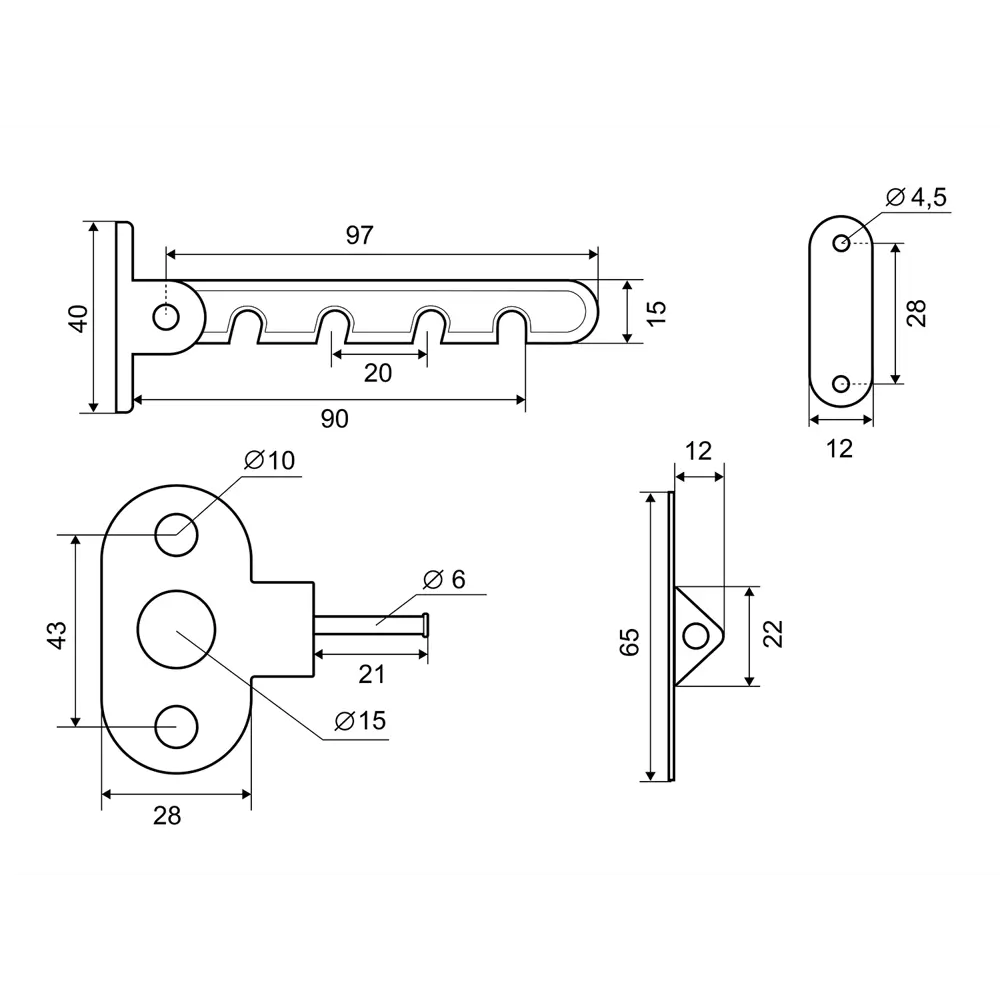 Ограничитель оконный Palladium 4 деления, 200х80х20 мм, ABS, цвет белый STLM-2112508 - Вид №3