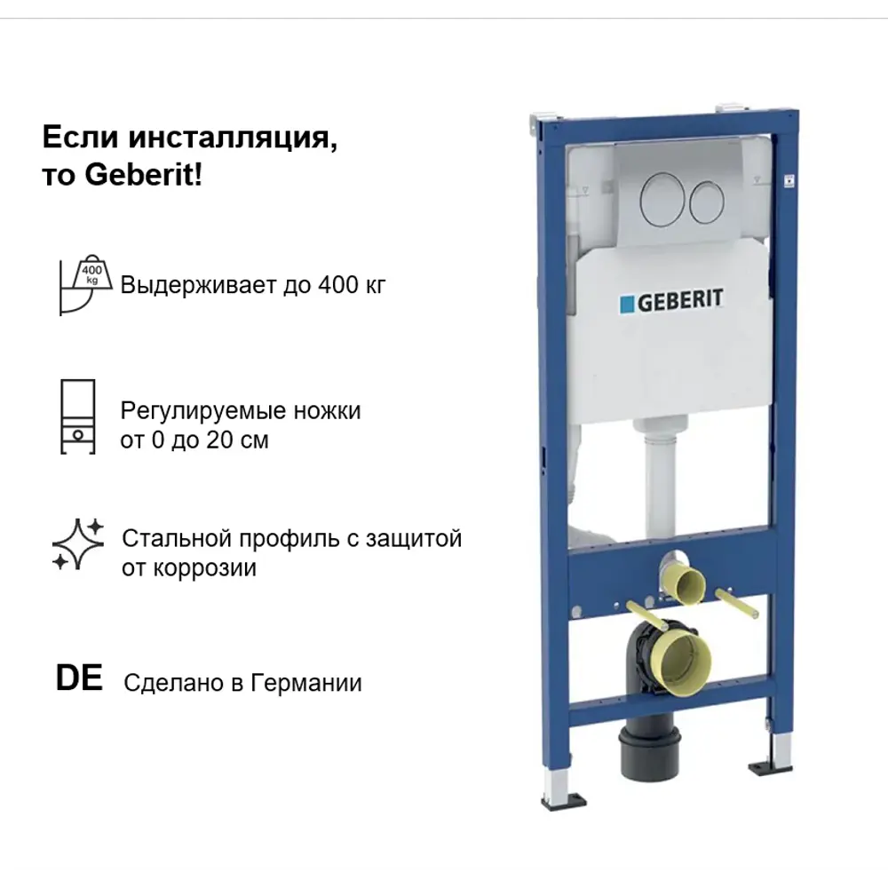 Инсталляция Geberit Duofix 458.134.21.2 для подвесного унитаза с кнопкой цвет хром STLM-2057029 - Вид №3