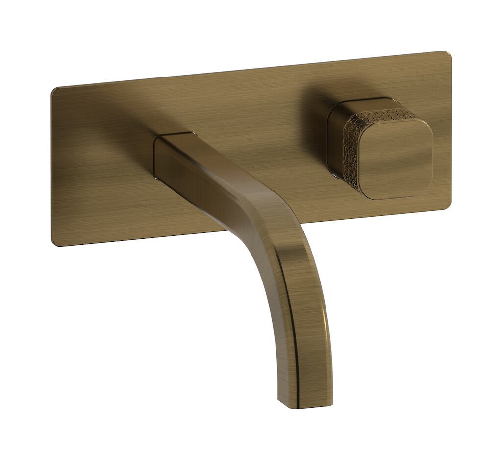 Настенный смеситель для раковины прогрессивный на 2 отверстия в комплекте с донным клапаном. WE ARE IB eo206mb_4 Modern Bronze Elio