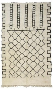AFOLKI Прямоугольный шерстяной коврик с длинным ворсом и узором Beni ourain Taa1253be
