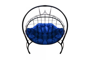 16437994 Подвесное кресло Улей без ротанга, черное, синяя подушка 7930095242647 M-Group