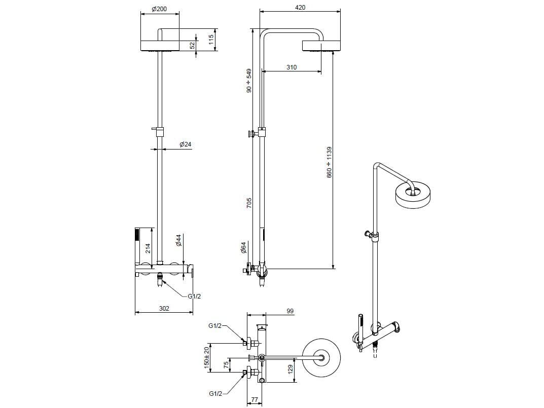 Хромированная латунная душевая колонна Bugnatese B-Color ARCH-00152757 - Вид №2