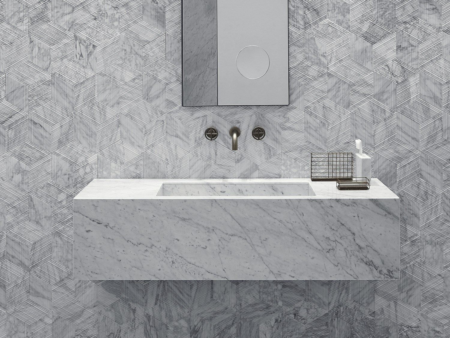 Мраморная прямоугольная подвесная раковина Salvatori STILETTO ARCH-00140478