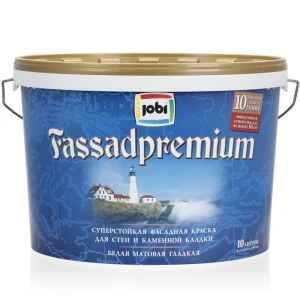 90374124 Краска фасадная Jobi FassadPremium суперстойкая цвет белый 10 л STLM-1340173