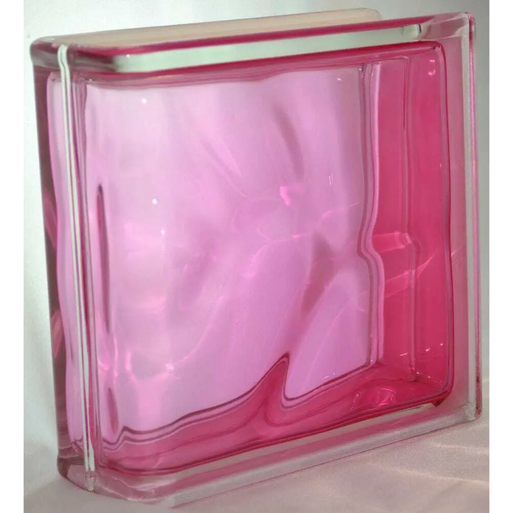 Стеклоблок Vitrablock Волна окрашенный внутри торцевой цвет розовый STLM-2028094