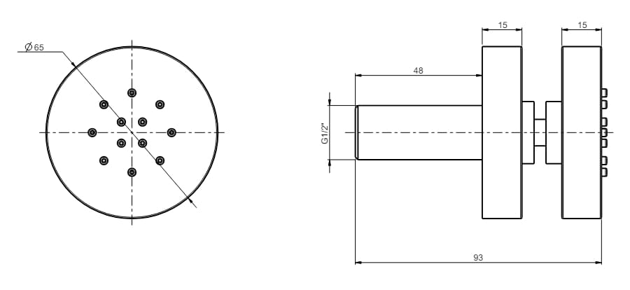 Боковая насадка для душа с системой защиты от накипи Rubinetterie Frattini душевые ARCH-00139200 - Вид №2