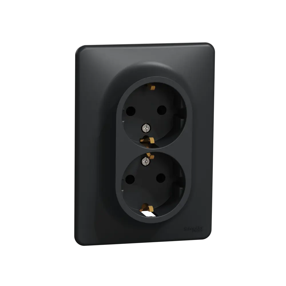 Розетка двойная встраиваемая Systeme Electric Sedna Design с заземлением, цвет антрацит STLM-2153035 - Вид №1
