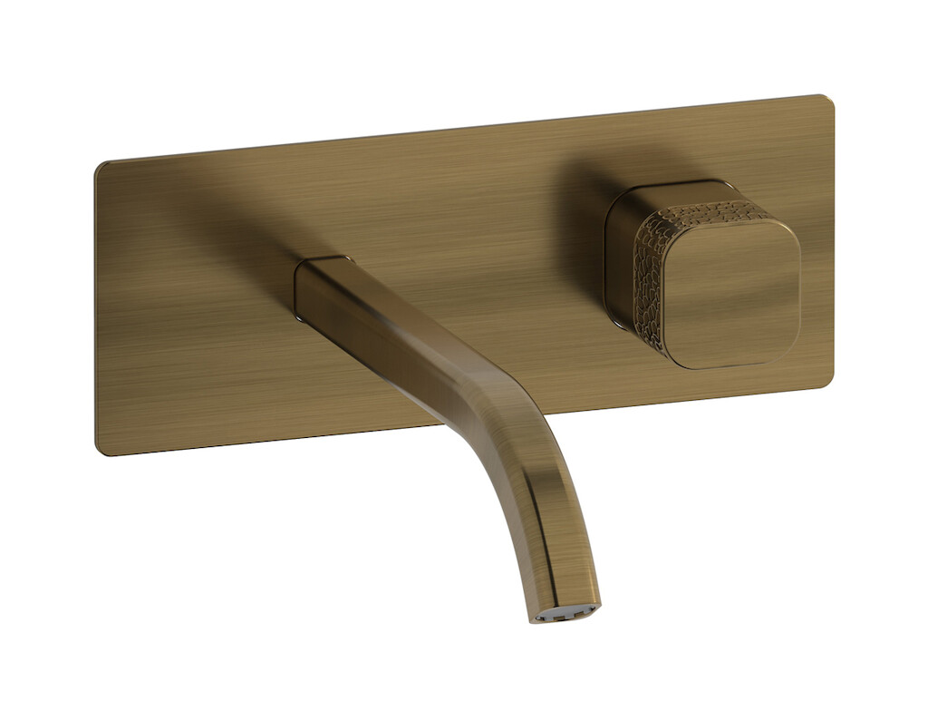 Настенный смеситель для раковины прогрессивный на 2 отверстия в комплекте с донным клапаном. WE ARE IB eo206mb_2 Modern Bronze Elio