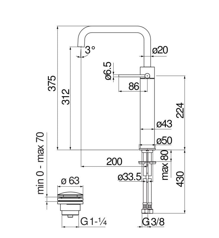 Смеситель для раковины с одним отверстием и аэратором Nobili Velis ARCH-00041025 - Вид №6