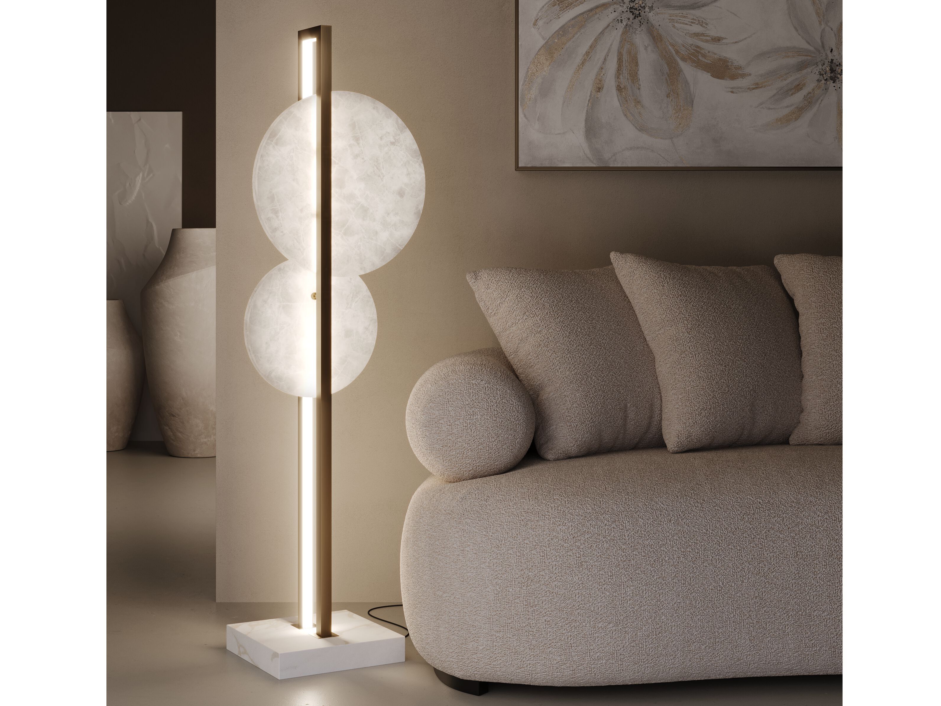 Алебастр и металл светодиодный торшер Patrizia Volpato Luna Nuova ARCH-00034223