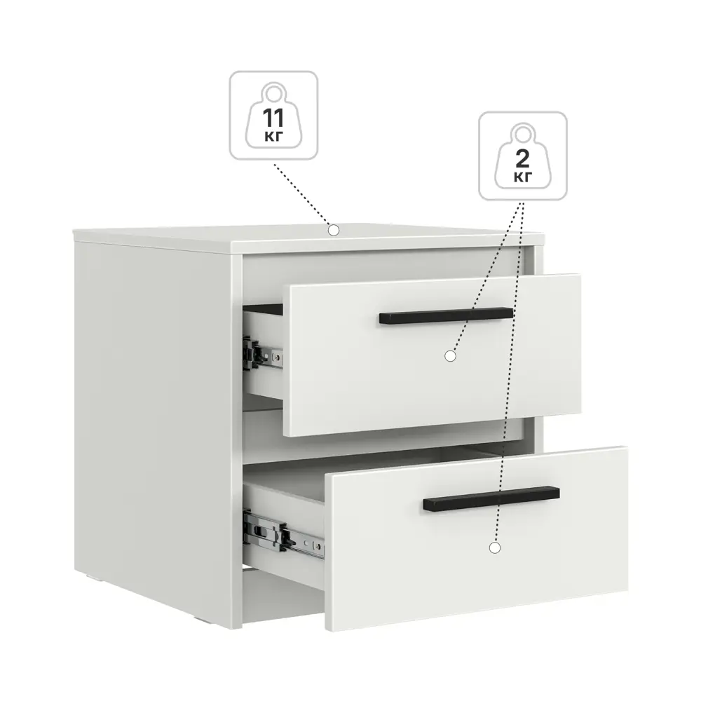 Тумба прикроватная Лион 2 ящика 45x44.5x41.6 см ЛДСП цвет белый Santreyd STLM-2129858 - Вид №4