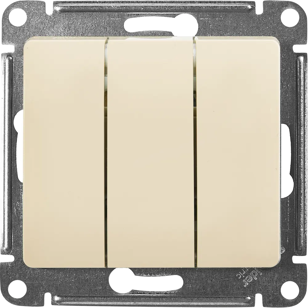 Schneider Electric Glossa — трёхклавишный выключатель в бежевом исполнении 86710482 STLM-0070852 - Вид №1