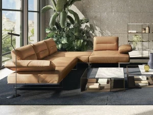 Natuzzi Модульный кожаный диван с шезлонгом