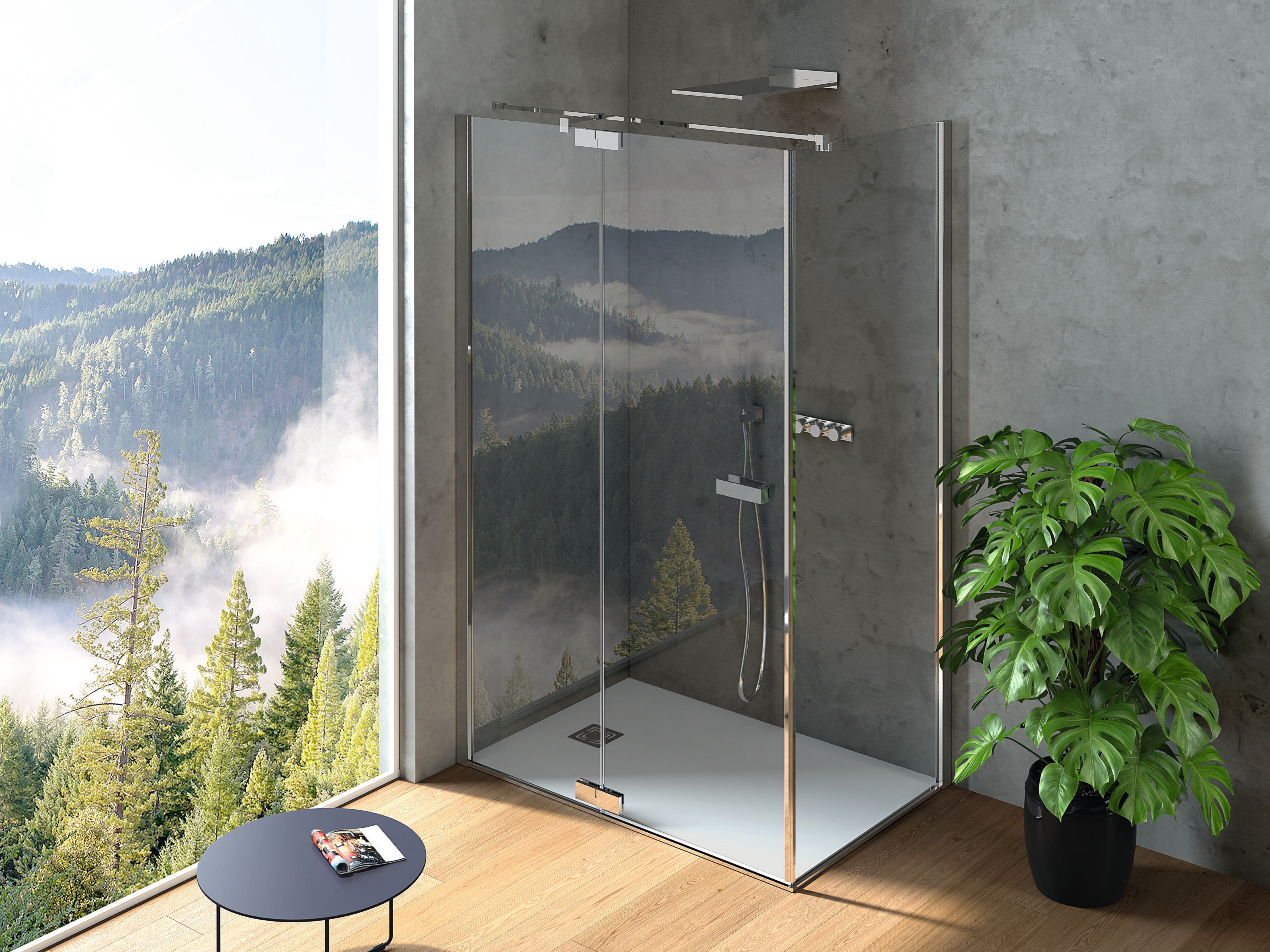 Алюминиевая и стеклянная угловая душевая кабина с распашной дверью CSA Box Doccia Сара ARCH-00078678