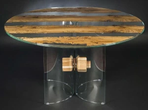 VGnewtrend Круглый стол из дерева и стекла Venezia 7511744.00
