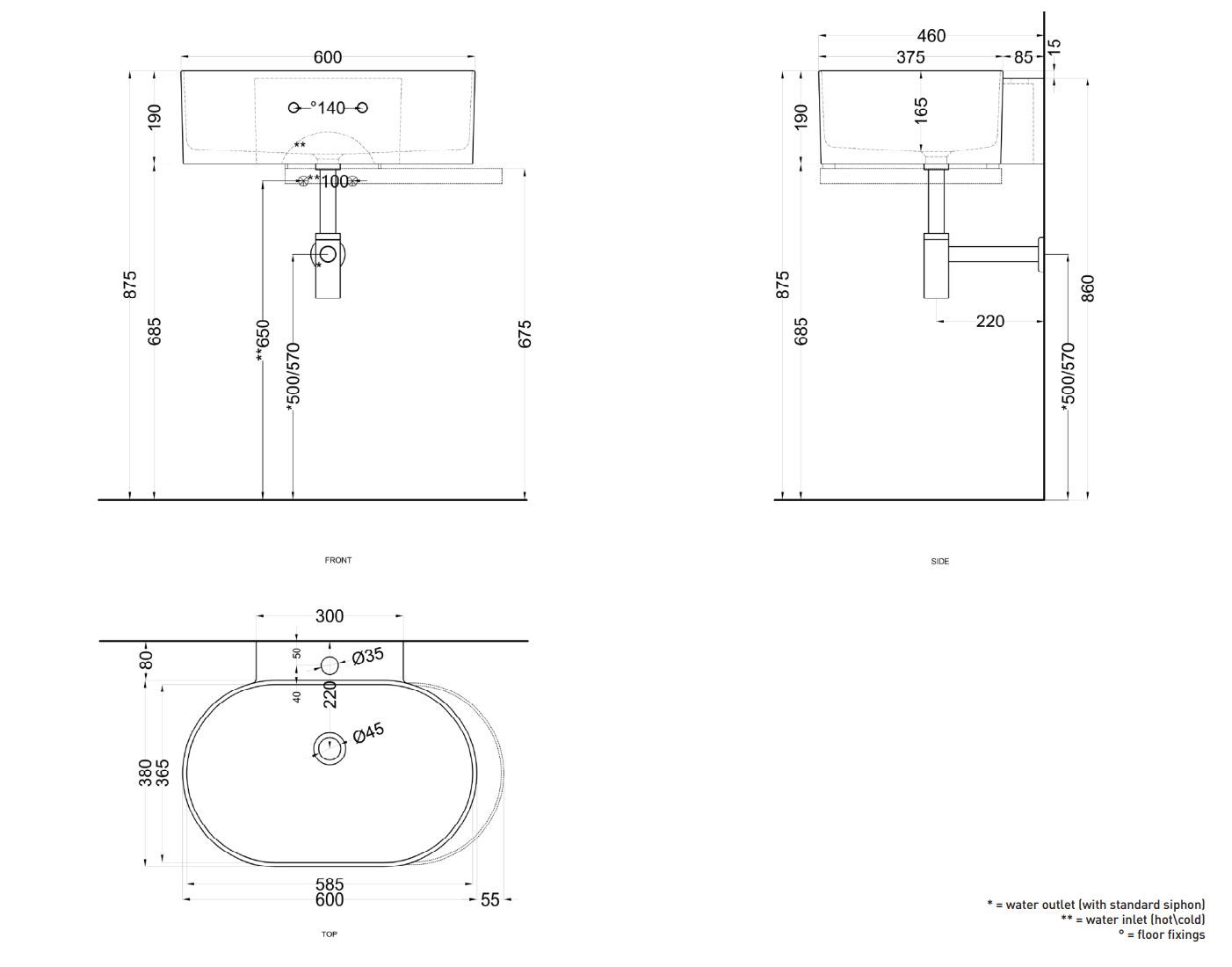 Керамическая подвесная овальная раковина Ceramica Cielo Otis ARCH-00091661 - Вид №3