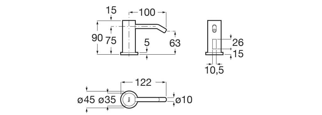 Металлический инфракрасный дозатор мыла Roca Ona ARCH-00152568 - Вид №4