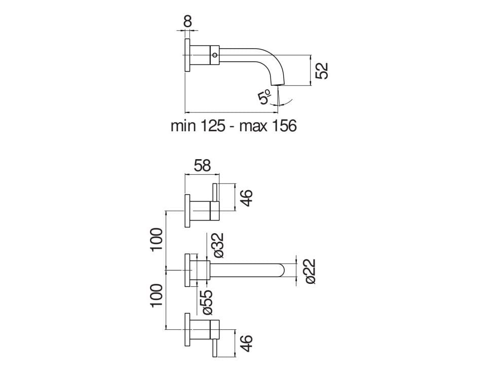 Настенный смеситель для раковины с 3 отверстиями без слива Nobili Velis ARCH-00006709 - Вид №6