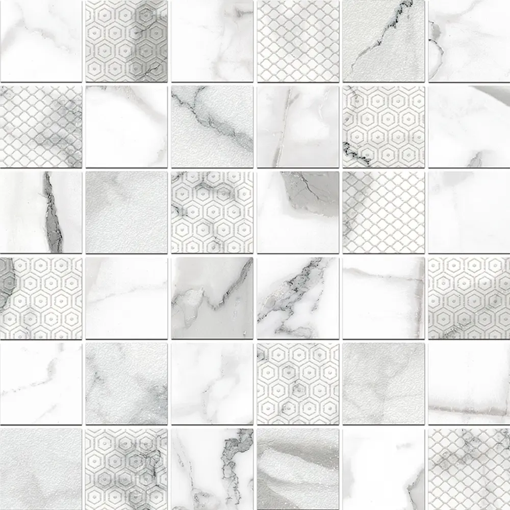 Мозаика настенная Azori Arabescato Bianco Decor Mosaic 30x30 см полуматовая цвет белый 84735846 STLM-2199279 Kerlife