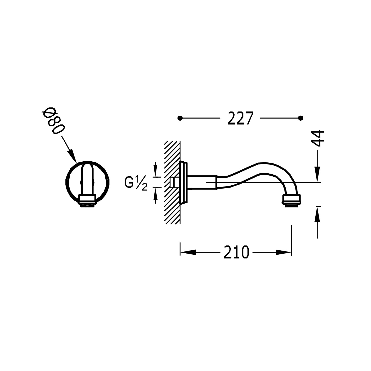 Фиксированный настенный излив TRES CLASIC-24217301LM TRES  - Вид №1