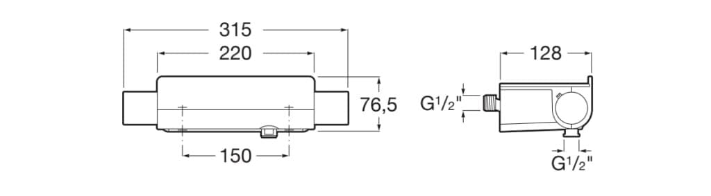 Термостатический смеситель для душа на открытом воздухе Roca T-2000 ARCH-00149257 - Вид №2