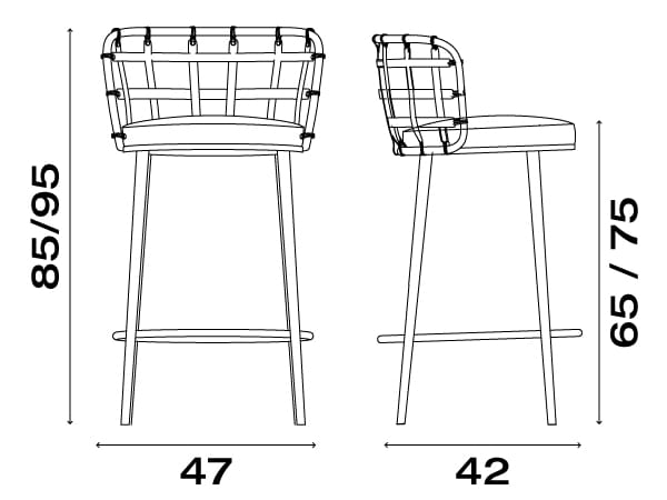 Высокий стальной стул с мягким сиденьем Fasem Lola ARCH-00024672 - Вид №1