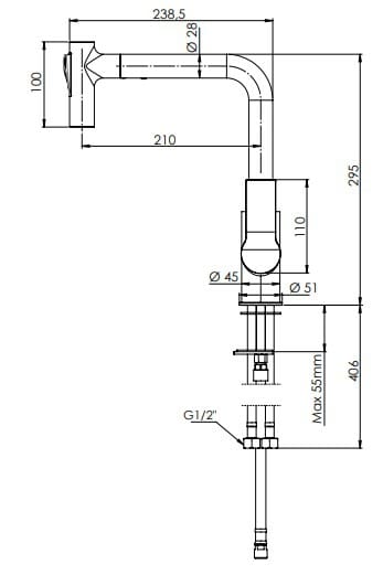Однорычажный кухонный смеситель со съемным ручным душем Remer Rubinetterie Slash &amp ARCH-00079311 - Вид №2