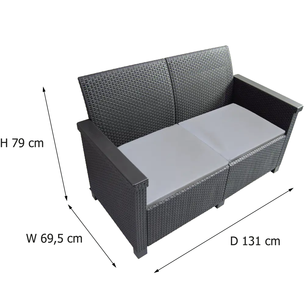 Диван садовый Naterial Basegi 69.5x131x79 см полипропилен цвет темно-серый STLM-2094814 - Вид №7