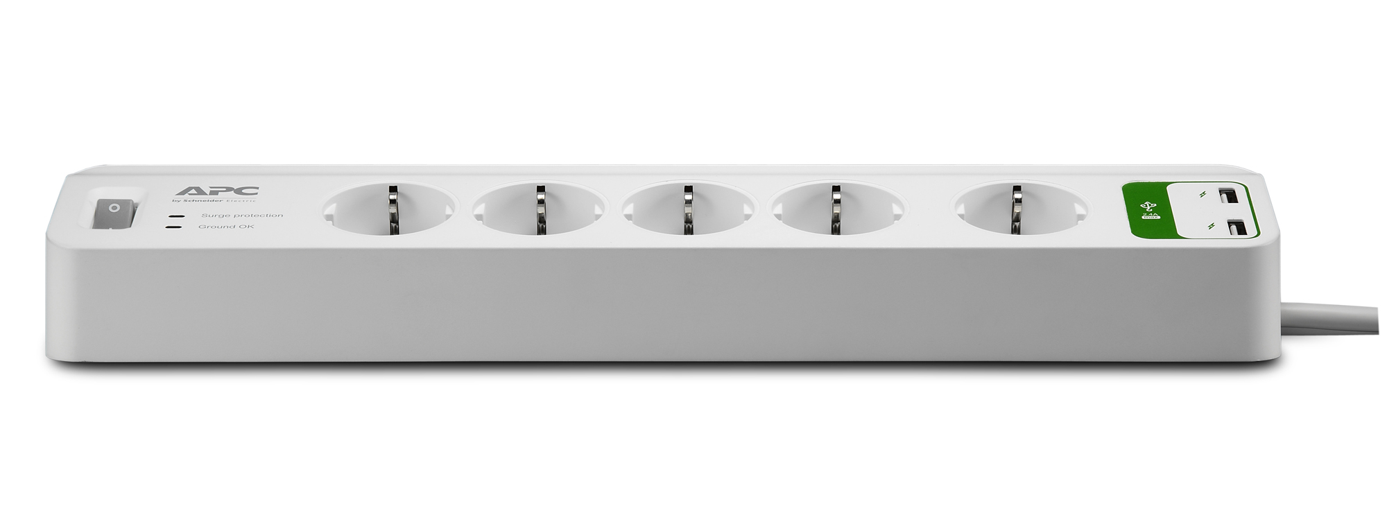 PM5U-RS Essential surgearrest 5 outlets with 5v, 2.4a 2 port usb charger 230v russia, 1.83m, 10a APC Santreyd  - Вид №1