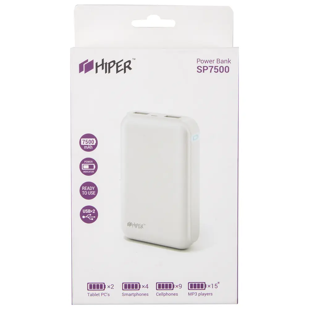 Аккумулятор мобильный Hiper с уровнем заряда 7.5 Aч Santreyd STLM-2206150 - Вид №1